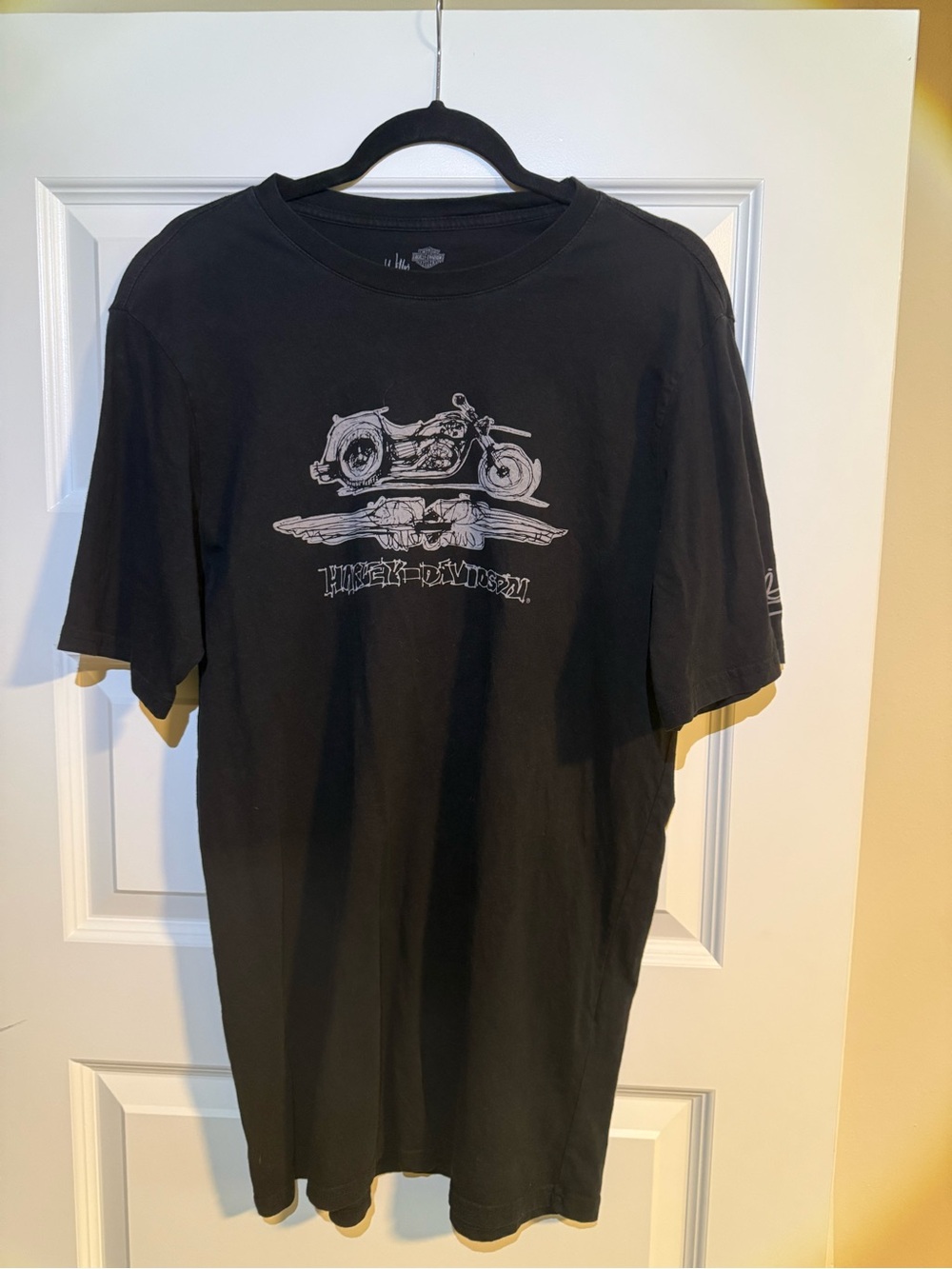 Harley-Davidson Willie G. Sketch Black Tee with Gray Motorcycle Graphic